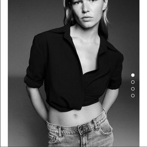 Zara twist front pleated crop top